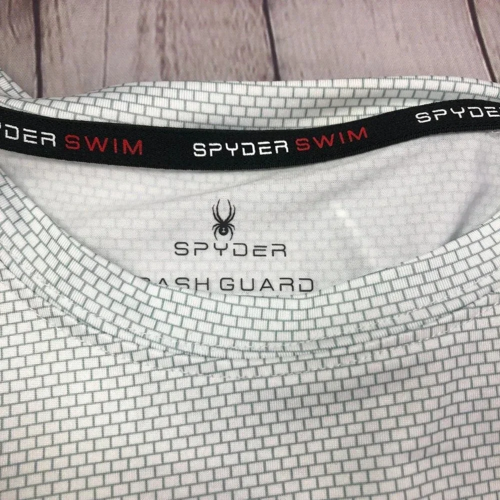 Mens medium- spyder swim rash guard top short sleeve
